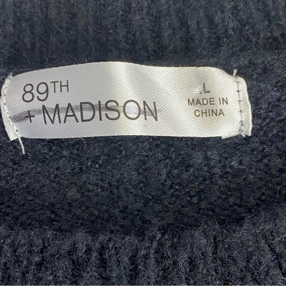 89th + Madison Pom Pom Sweater Black Multicolor Dots Size L - Picture 2 of 4